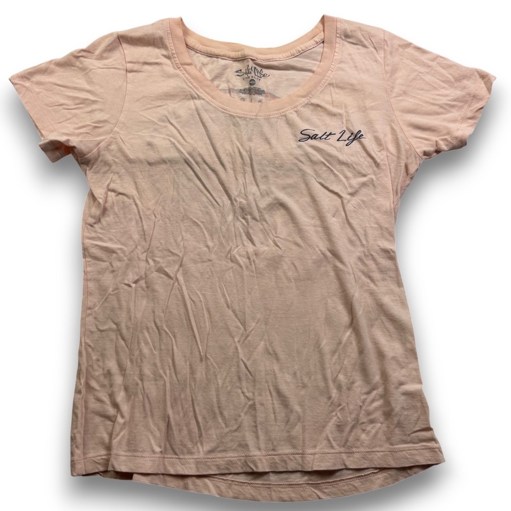 Salt Life Womens Peach Graphic T-Shirt Short Sleeve Crew Neck SLJ10928 Medium